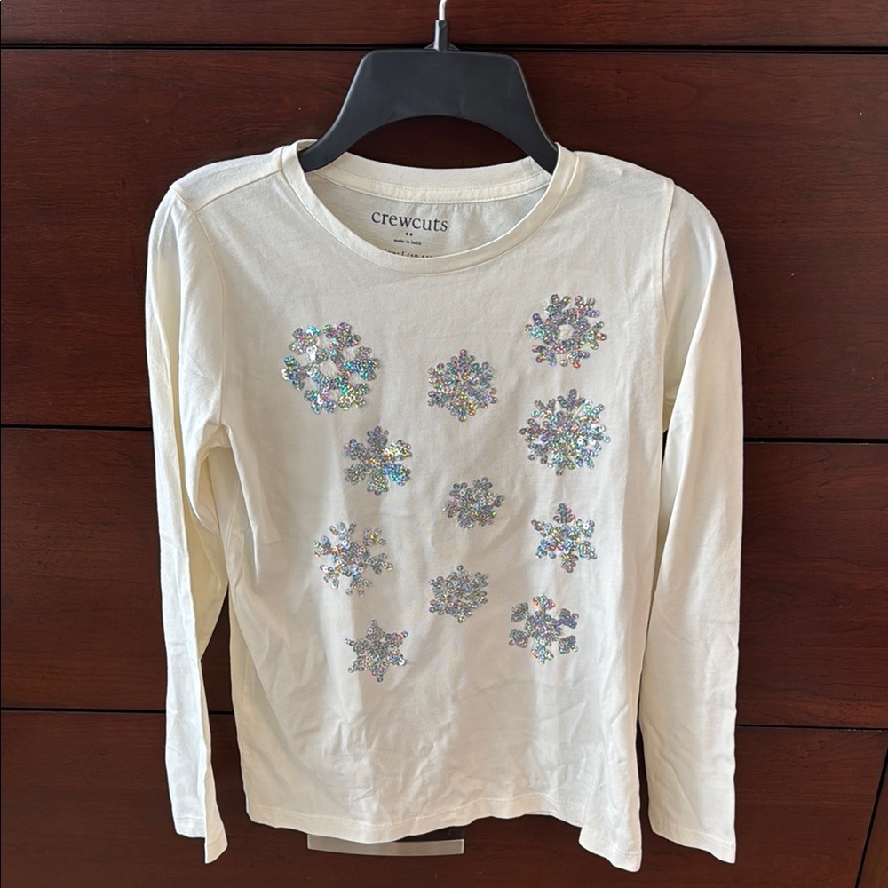 Crewcuts Kids Cream Snowflake Long Sleeve Shirt NWOT